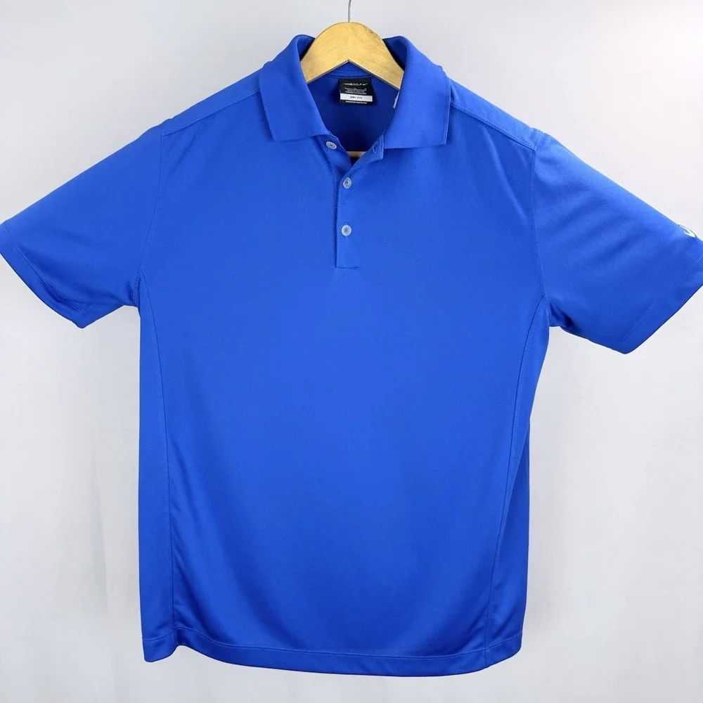 Nike Golf Polo Shirt Mens Large Blue Dri-Fit SS Performance Stretch Short Sleeve
